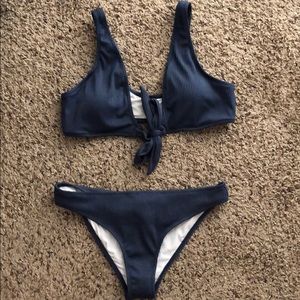 Brand new gray-blue ribbed bikini